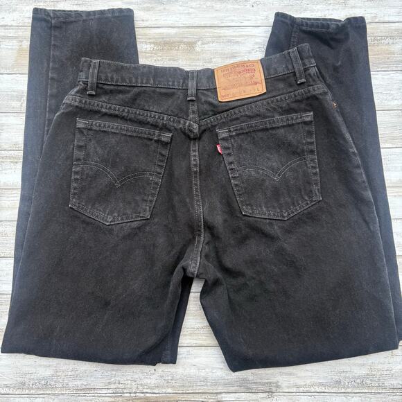VTG 90s Levi’s 550 Jeans 16 Reg Black Denim Relaxed Tapered Mom USA Made 33 x 32 - Picture 1 of 12